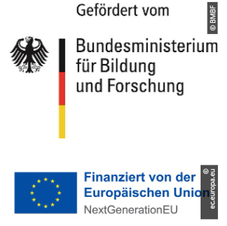 Die beiden Logos vom BMBF und der EU Förderung Next Generation EU untereinander